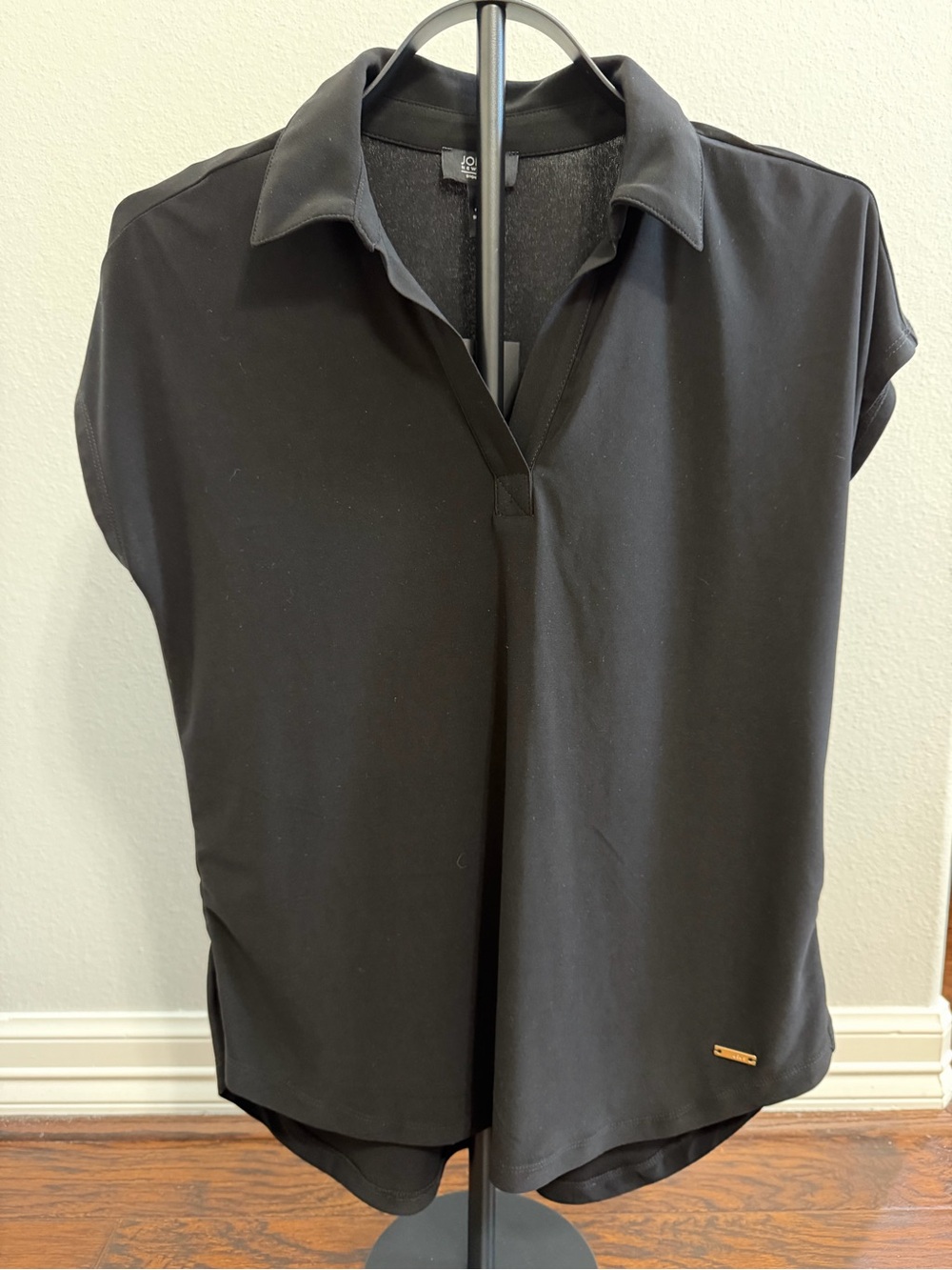 Jones New York Black Collared Top Size Small